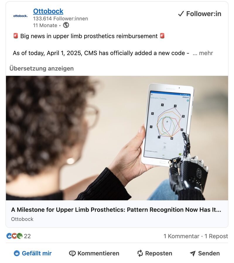 Ottobock auf LinkedIn
