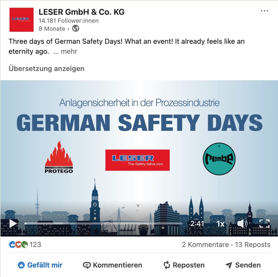 LESER German Safety Days auf LinkedIn