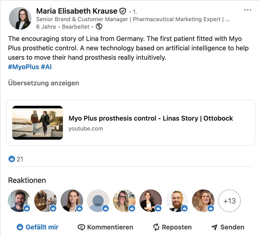 Ottobock Myo Plus auf LinkedIn